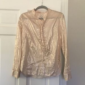 JCrew 3/4 button down long sleeve top, blush color, size M